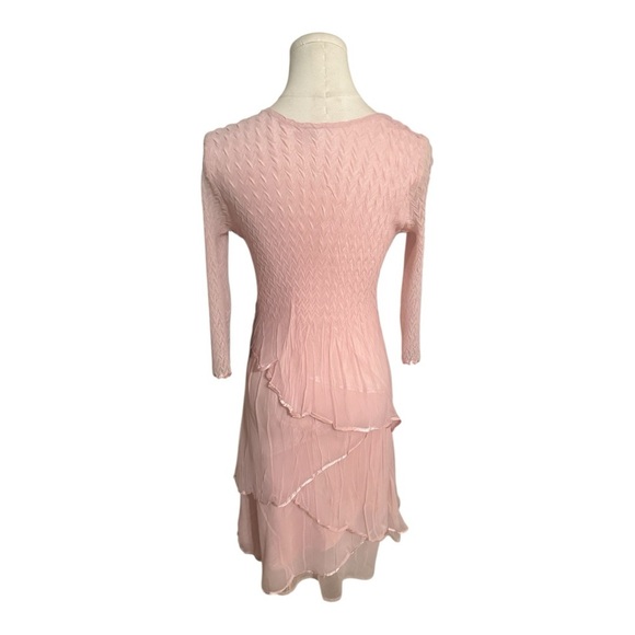KOMAROV V-NECK EMBELLISHED LAYERED CHIFFON PINK DRESS SIZE S PARTY WEDDING EVENT - Picture 5 of 11